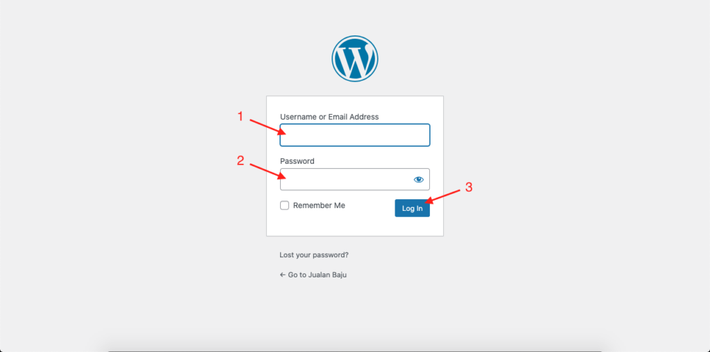 halaman login wordpress